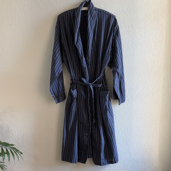 Stafford Men’s Robe Lightweight Blue Stripe One Size - Picture 1 of 4
